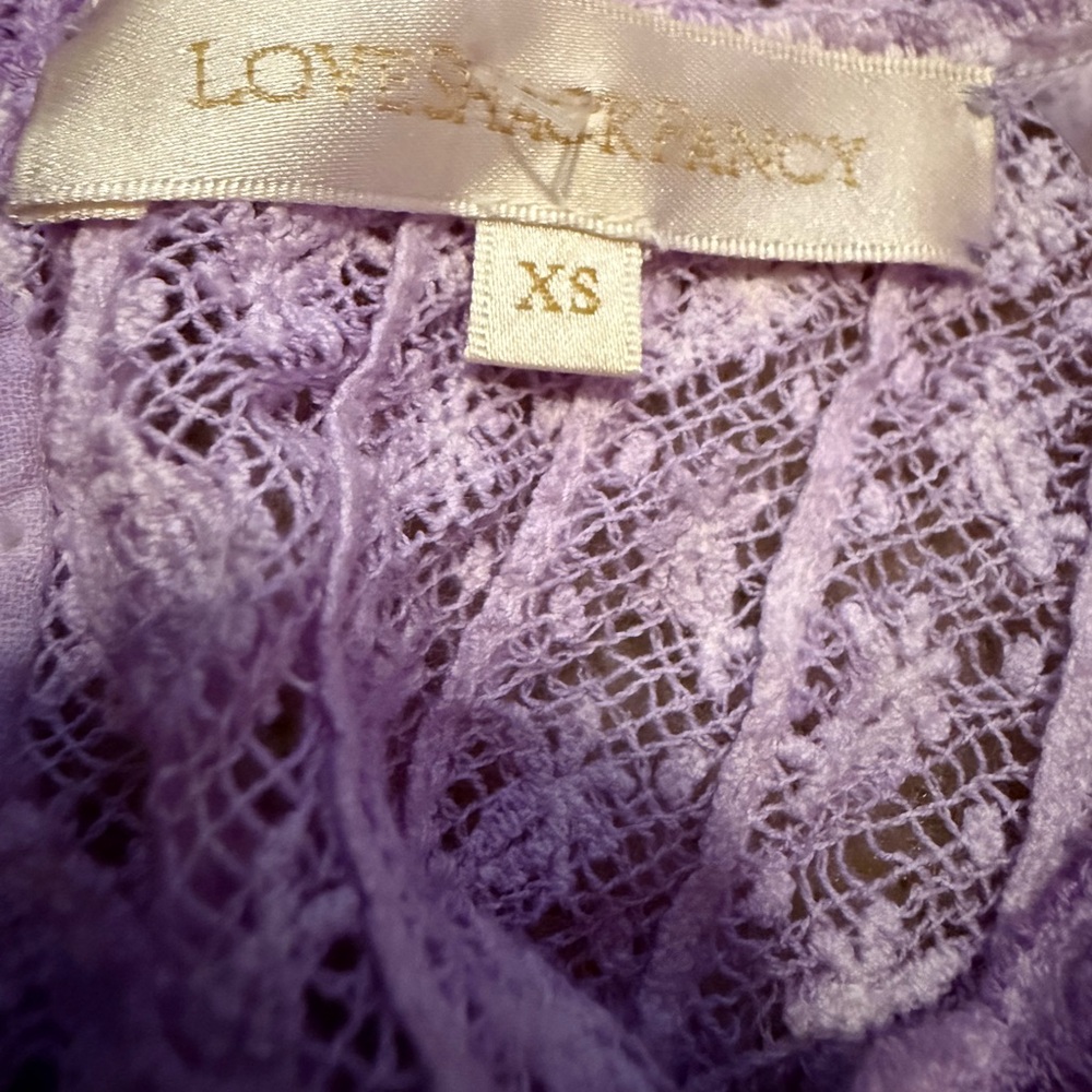 LOVESHACKFANCY Purple Tie-Dye Viola Mini Dress Ruffles Embroidery Cottagecore - Picture 13 of 14